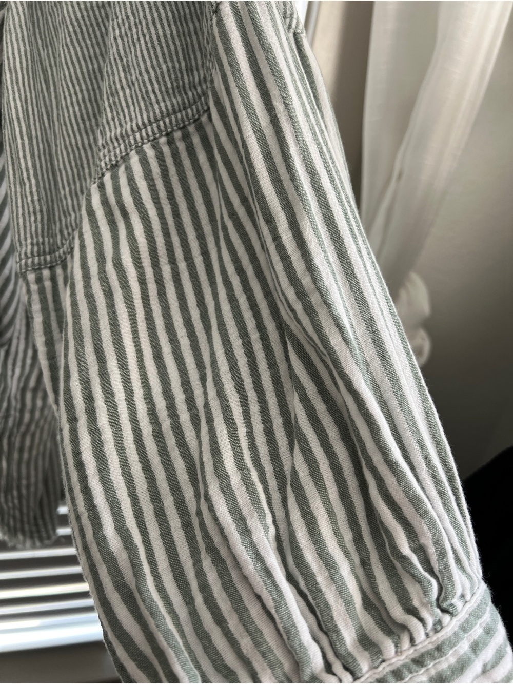 Striped Button-Front Skirt in Light Gray and White - Picture 3 of 4